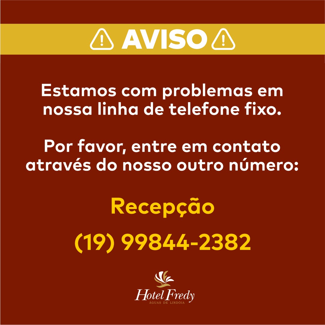 AVISO! Problemas no telefone.