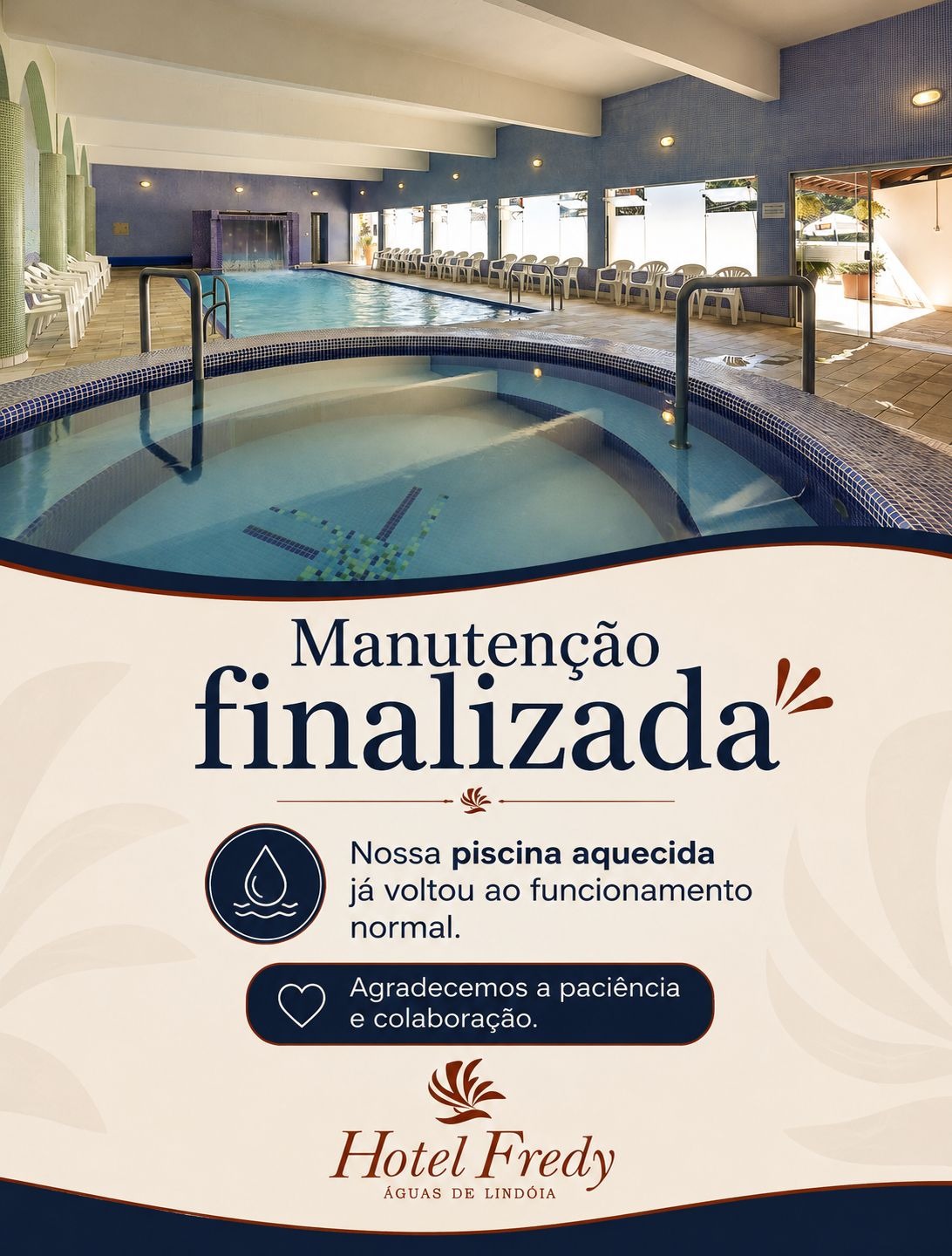 AVISO! Manutenção piscina finalizada